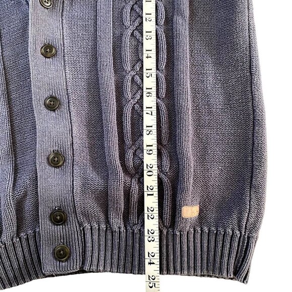 IZOD Cable‎ Knit Cardigan Sweater Men's M Vintage Elbow Patches Grandpacore - Picture 8 of 8
